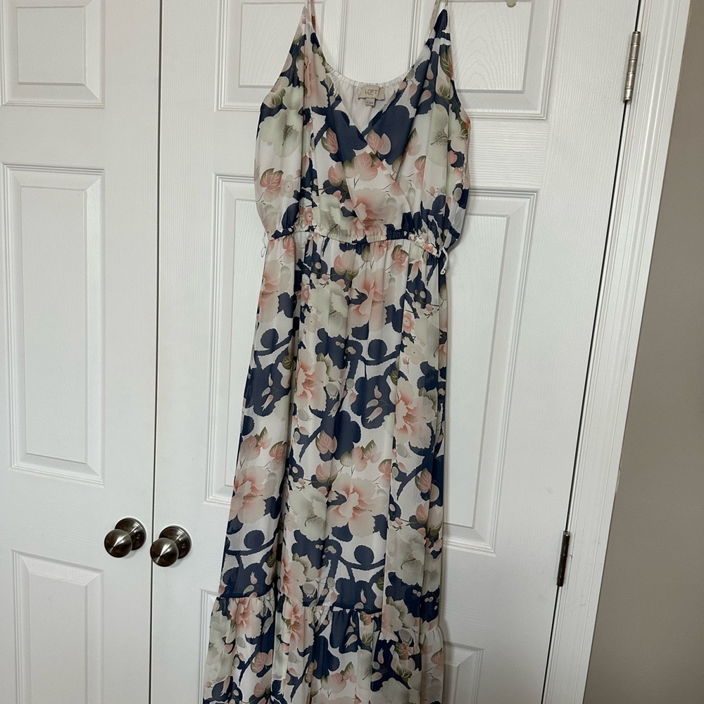 LOFT Pink and Blue Maxi Sundress for Wedding Guest